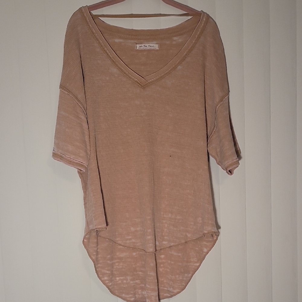 Free People Waffle-Knit V-Neck Shirt(Medium)